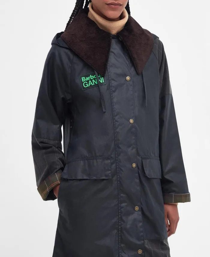 Women Waxed Jackets Barbour X GANNI Burghley Wax Jacket Navyclassic Women Waxed Jackets Barbour X GANNI Burghley Wax Jacket Navyclassic