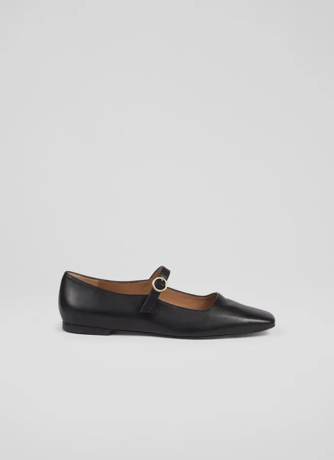 Women Willow Black Leather Mary Jane Flats Black LKBennett Flats
