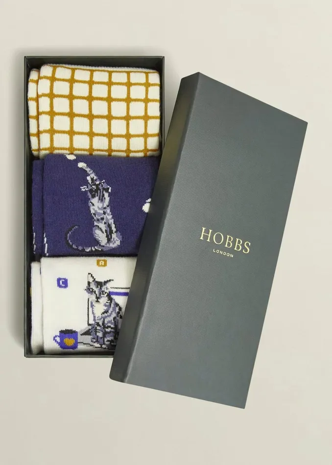 Women Working From Home Cat Sock Set Multi Hobbs Socks and Tights