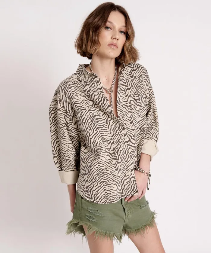 ZEBRA DARIA SHIRT Women One Teaspoon Denim Tops ZEBRA DARIA SHIRT Women One Teaspoon Denim Tops