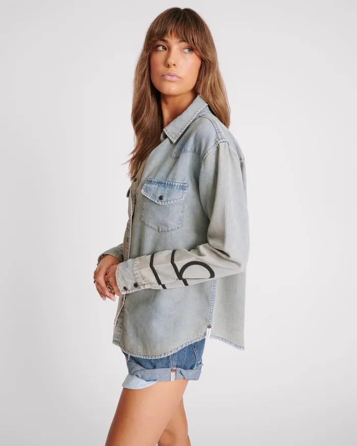 ZEPPELIN DENIM WESTERN SHIRT Women One Teaspoon Denim Tops ZEPPELIN DENIM WESTERN SHIRT Women One Teaspoon Denim Tops