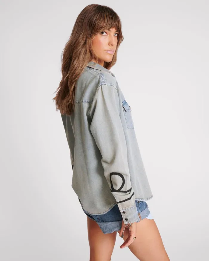 ZEPPELIN DENIM WESTERN SHIRT Women One Teaspoon Denim Tops ZEPPELIN DENIM WESTERN SHIRT Women One Teaspoon Denim Tops