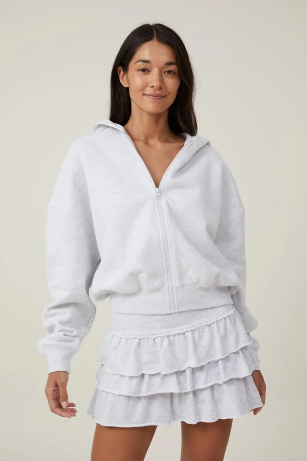 Zip Up Lounge Hoodie Light Grey Marle Women Cotton On Sweats and Hoodies