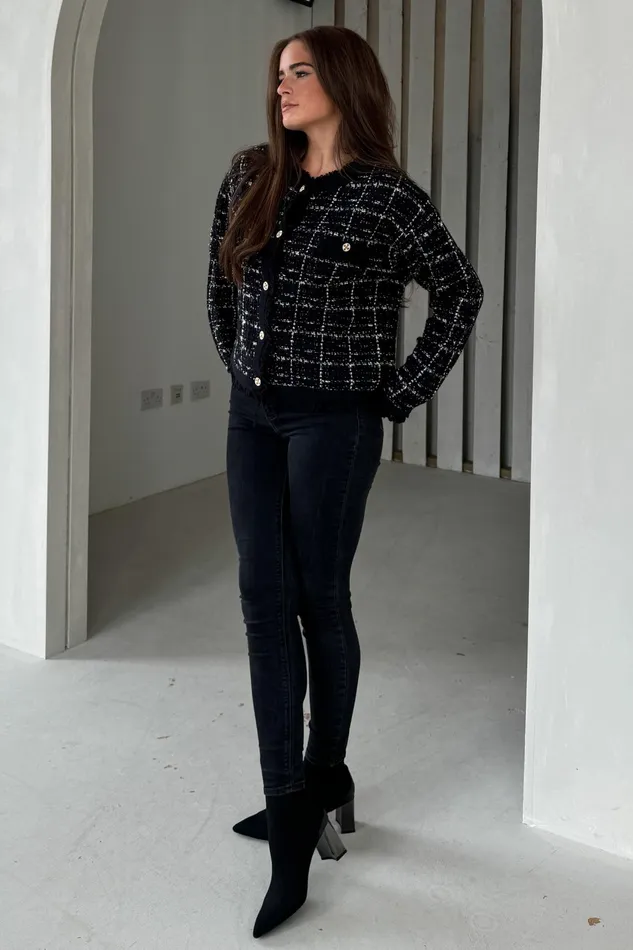 Zya Black Knit Gold Button Jacket Women Girl In Mind Jackets